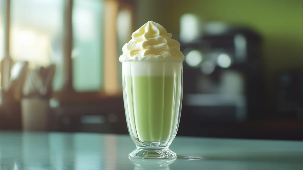 Anti-Inflammatory Matcha Milkshake in a glass with whipped cream on top | RW Golden